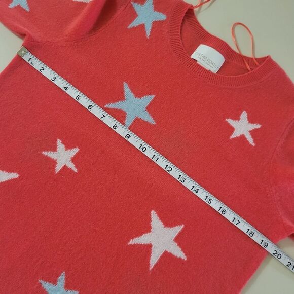 Cynthia Rowley Cashmere Coral Crewneck Long Sleeve Pullover With Stars Sweater - Picture 4 of 15